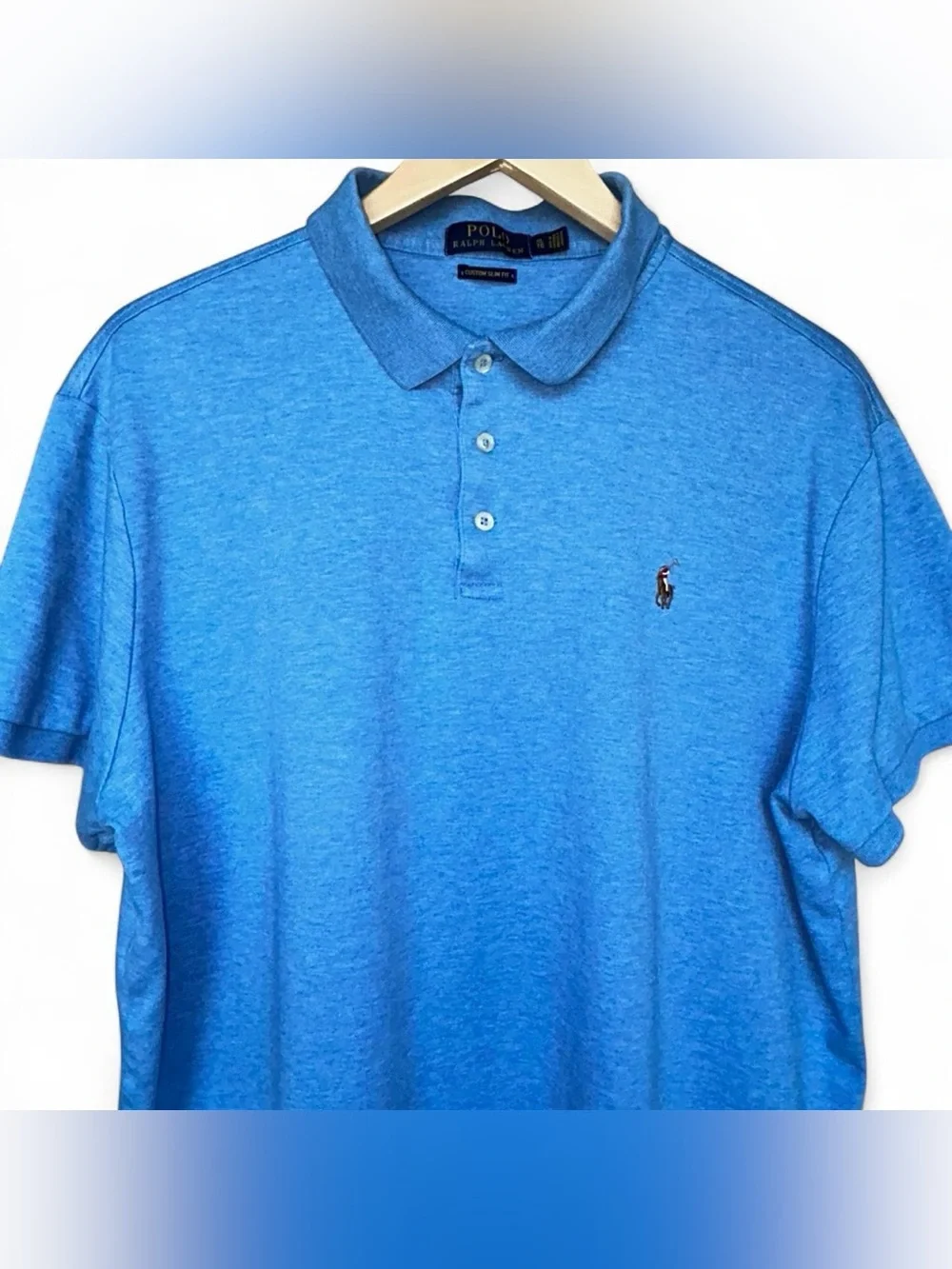 Polo by Ralph Lauren Men’s Bright Blue Classic Polo Shirt-Slim Fit XL